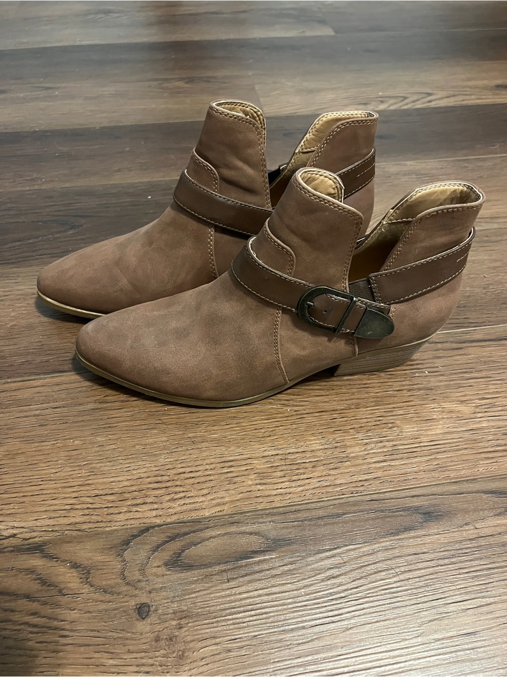 Women’s Wonderly Brown Ankle Boots with Buckle Strap